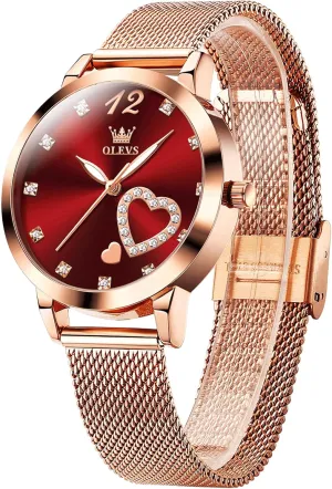 OLEVS Women Watches, Elegant Rose Gold Small Wrist Ladies Watch, Sophisticated Waterproof Mesh Bracelet Quartz Watch for Women