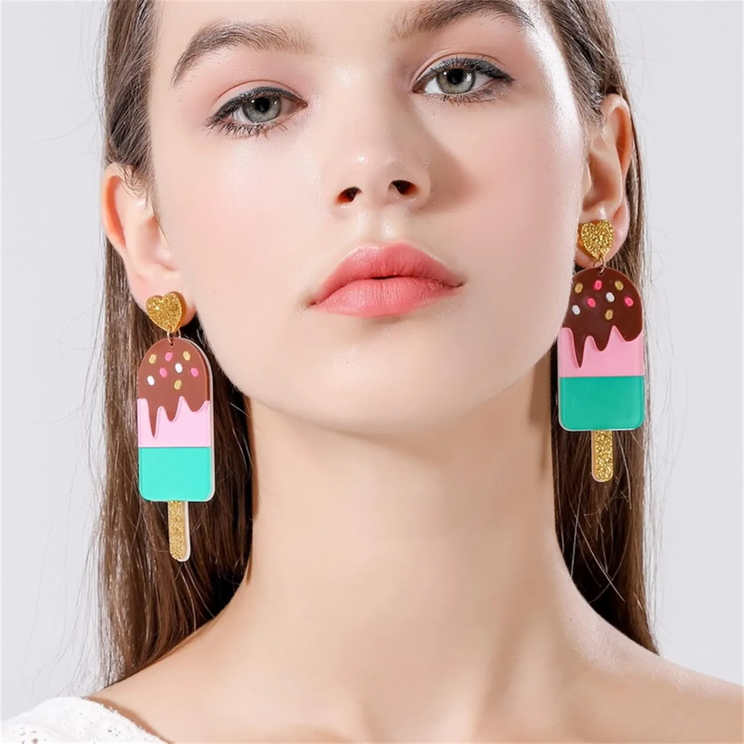 ONLYJUMP Handmade Imitate Acrylic Food Dangle Earrings Unique Colorful Sweetheart Funny Earrings Cute Ice Cream Cake Hamburger Earrings for Women Statement Jewellery Gifts