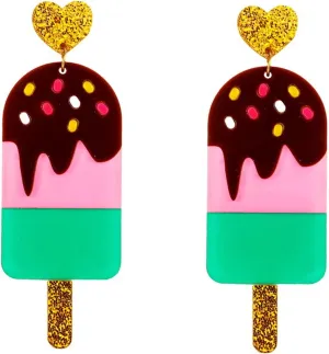 ONLYJUMP Handmade Imitate Acrylic Food Dangle Earrings Unique Colorful Sweetheart Funny Earrings Cute Ice Cream Cake Hamburger Earrings for Women Statement Jewellery Gifts