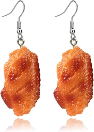 ONLYJUMP PVC Simulation Fried Chickens Food Dangle Earrings for Women Handmade Barbecue Food Resin Legs Wings Chicken Roasted Duck Funny Earrings Creative Jewelry