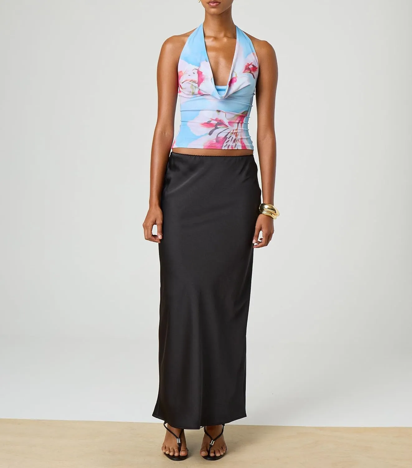 Open Back High Neck Tank Tops for Women Halter Mockneck Sleeveless Backless Floral Crop Top Y2k Summer Going Out Tops