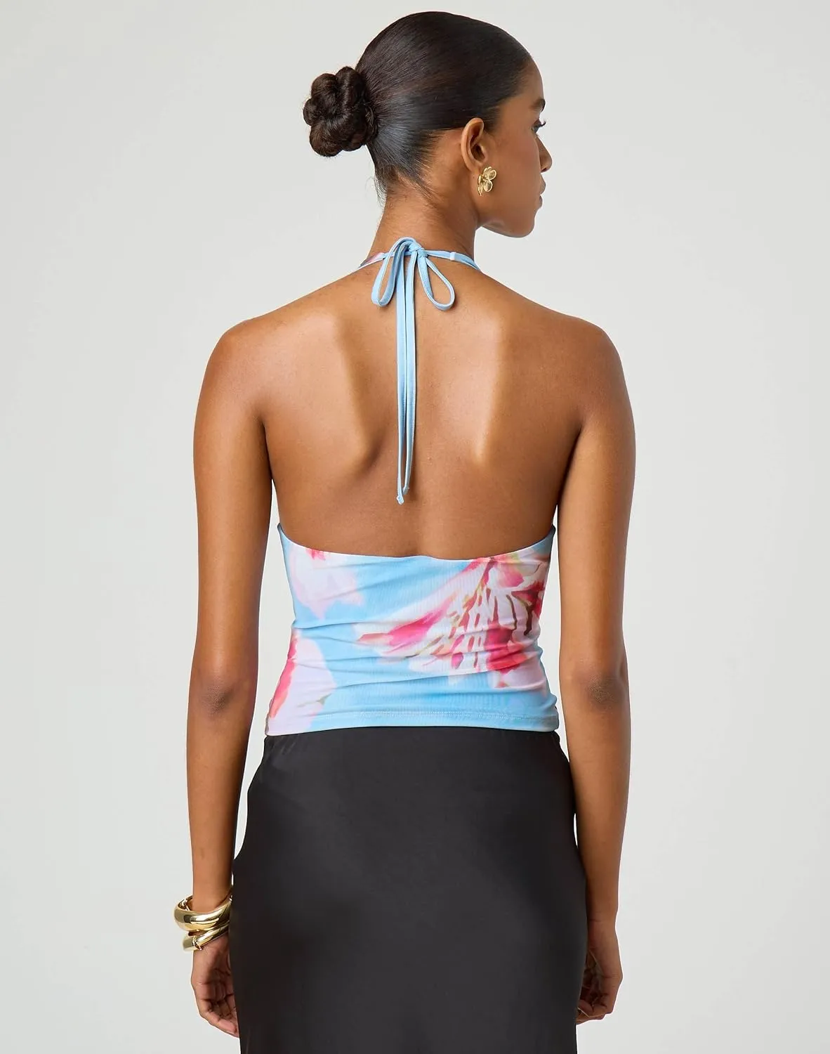 Open Back High Neck Tank Tops for Women Halter Mockneck Sleeveless Backless Floral Crop Top Y2k Summer Going Out Tops