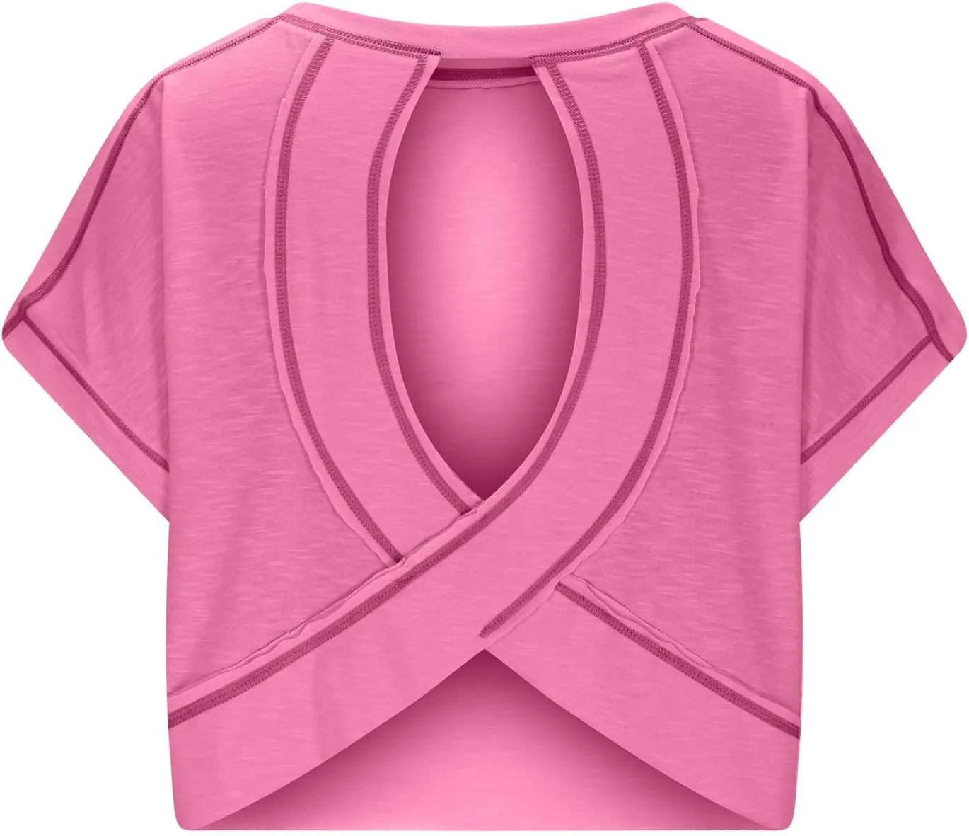 Open Back Tops for Women Backless Workout Short Sleeve Shirts Y2K Gym Yoga Athletic Tshirt Slouchy Crop Running Tees