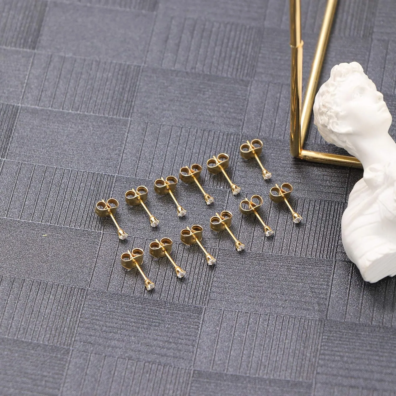 ORAZIO 6 Pairs Tiny 2mm Stainless Steel Stud Earrings For Mens Womens CZ Round Ball Cartilage Earrings Set