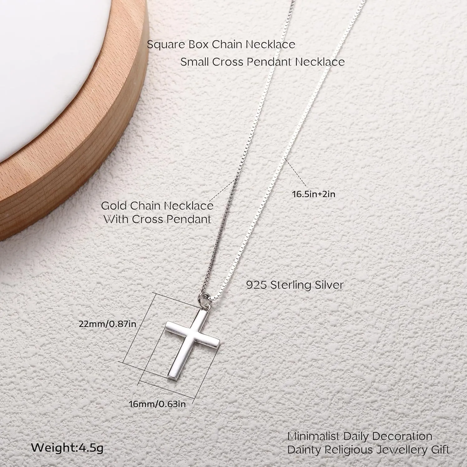 ORAZIO Cross Necklace for Women 925 Sterling Silver Cross Necklace Tiny CZ Silver/Gold Cross Necklace Simple Box Chain Cross Pendant Choker Necklace
