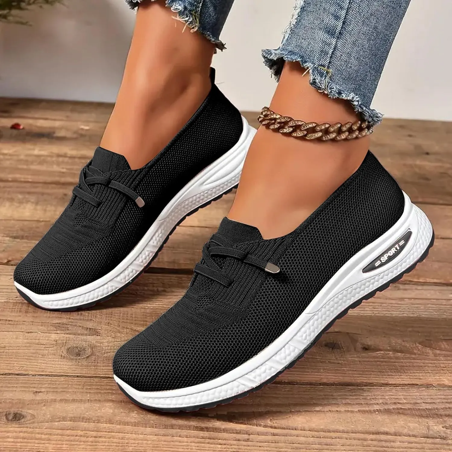 Orthopedic Shoes for Women Arch Support Walking, Women's Soft Sole Mesh Comfort Orthopedic Shoes, Breathable Mesh Knitted Woven Low Top Walking Sneakers