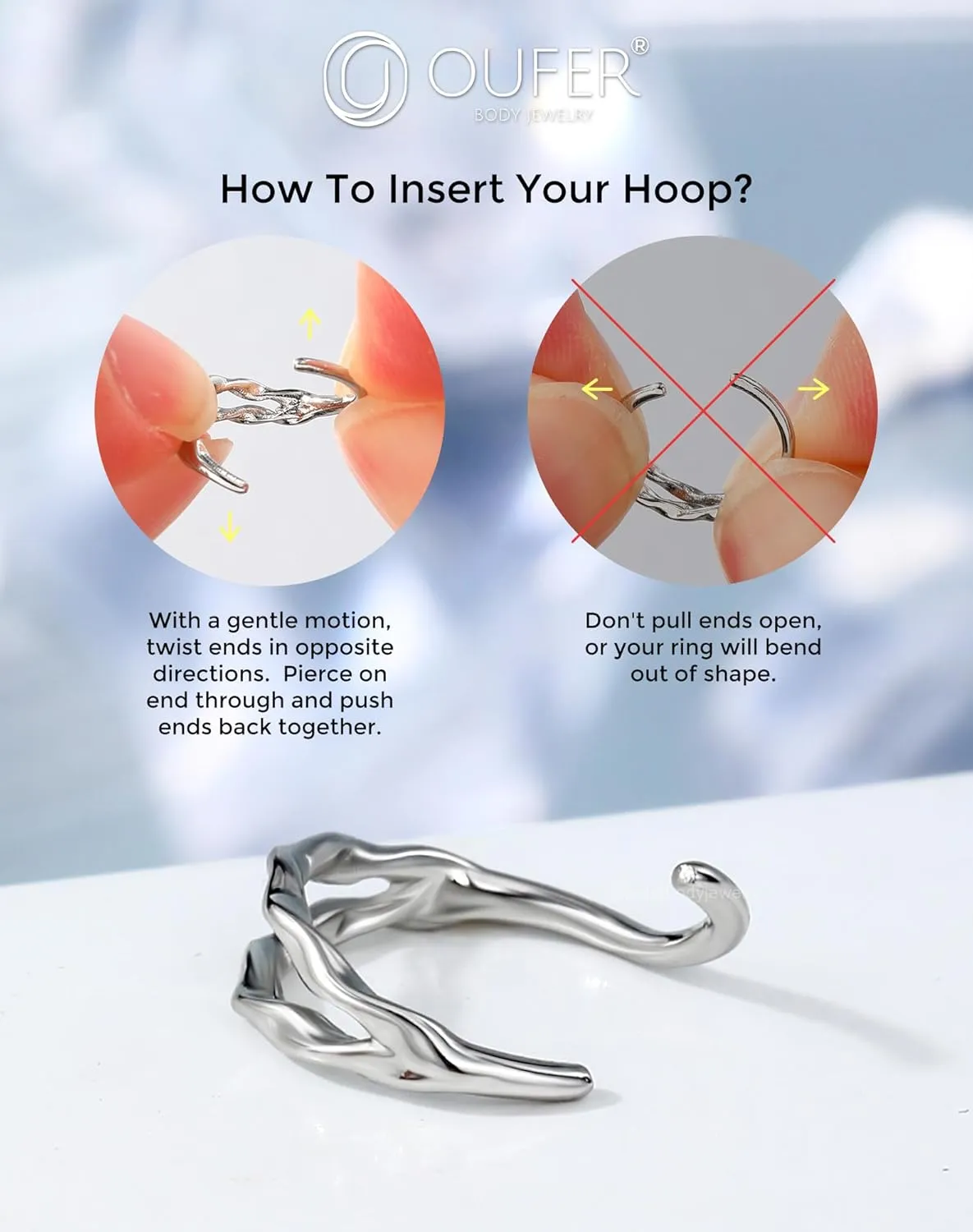 OUFER Double Hoop Nose Rings, 20G Open Nose Rings Hoops 316L Stainless Steel Minimalism Unique Nose Rings for Women Men