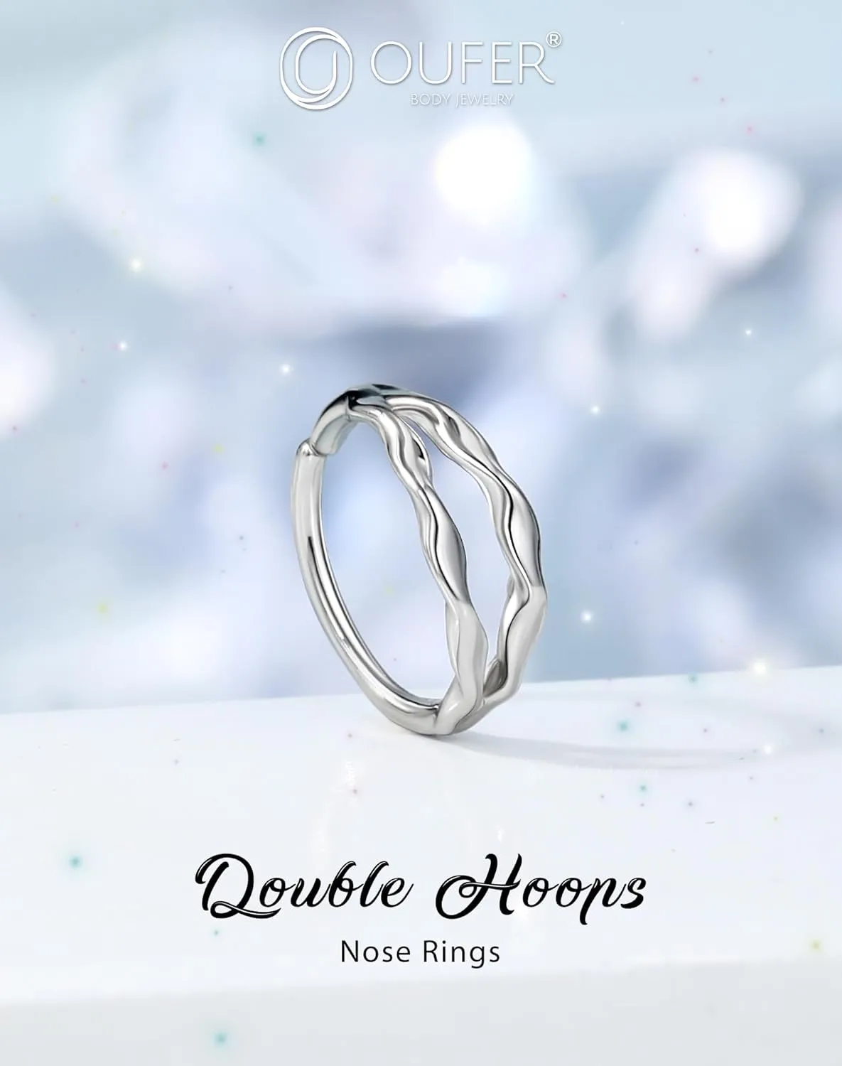 OUFER Double Hoop Nose Rings, 20G Open Nose Rings Hoops 316L Stainless Steel Minimalism Unique Nose Rings for Women Men