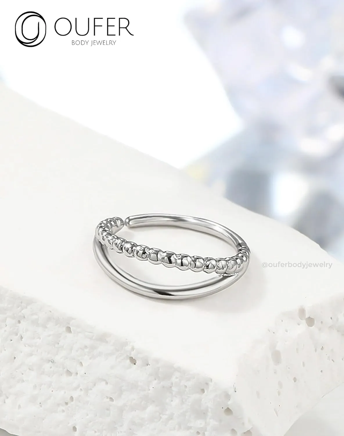 OUFER Nose Rings 20G, Open Double Hoop Nose Rings 316L Stainless Steel Minimalism Unique Nose Rings for Women Men
