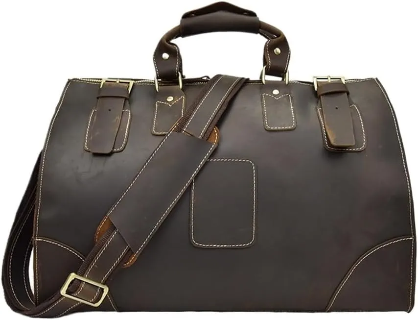 Oversized Travel Duffel Bag with Adjustable Shoulder Strap Carry On for Men Waterproof Weekender Leather Large