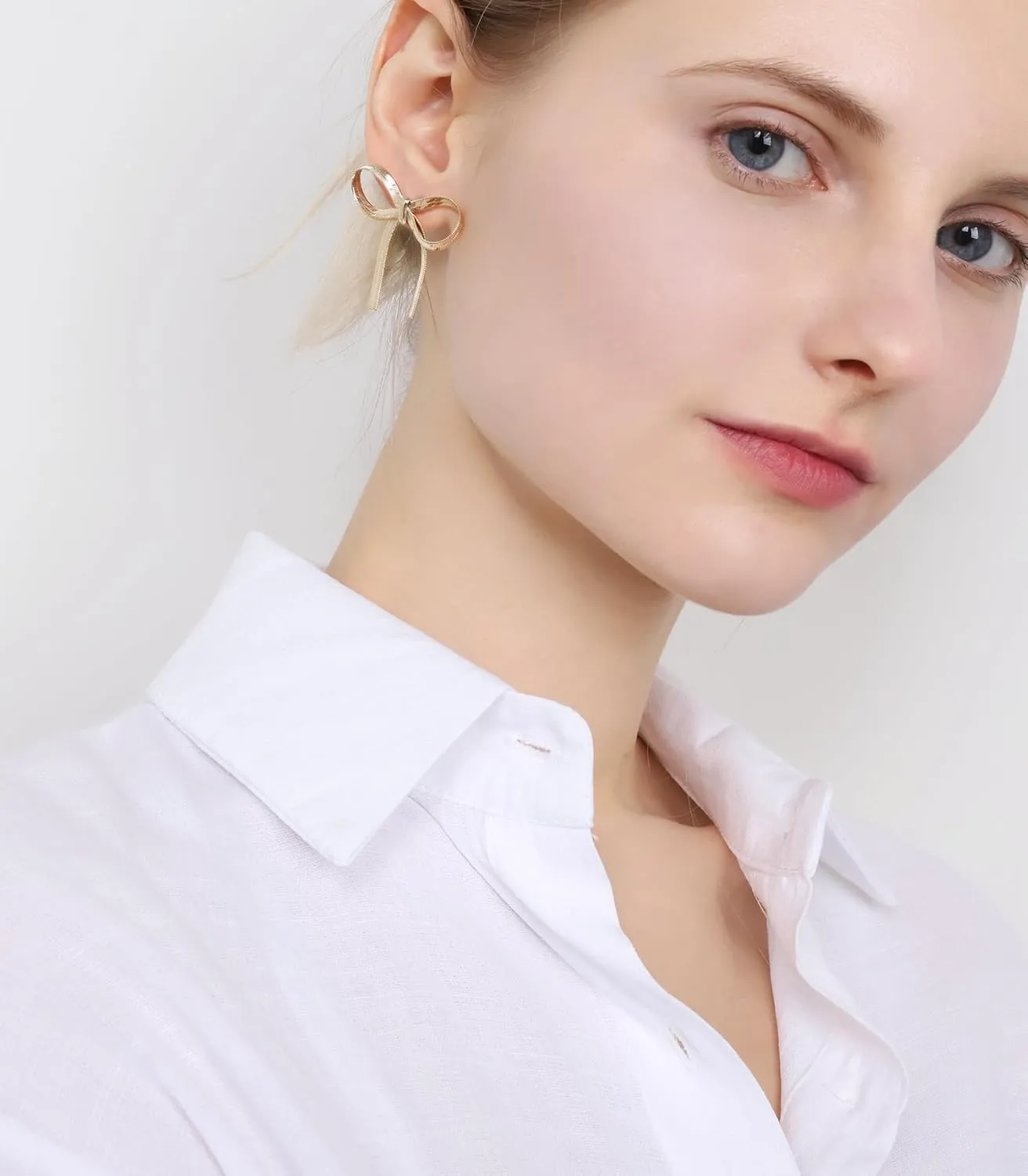 OZEL Gold Bow Earrings for Women Long Tassel Chain Drop Dangle Knot Ribbon Wedding Statement Jewelry