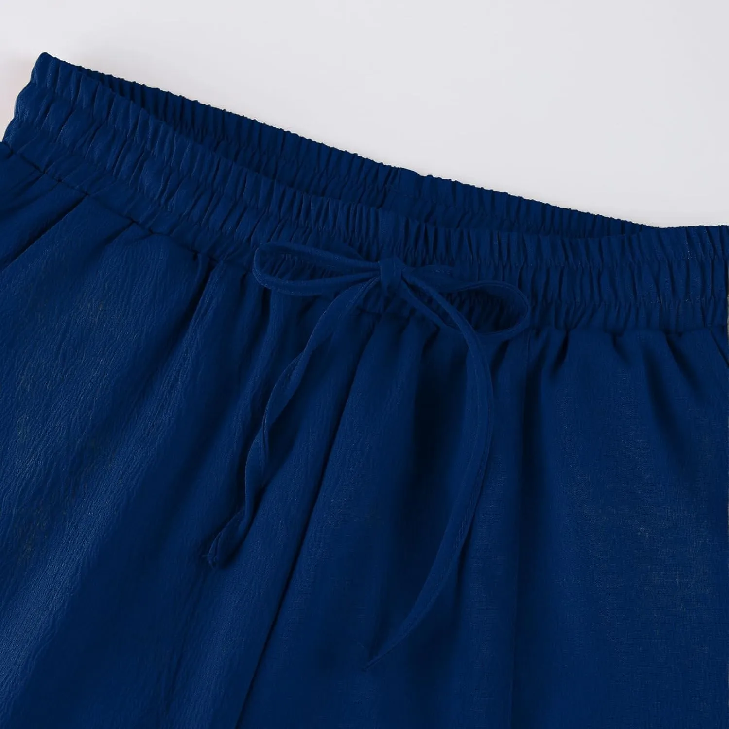 Pants for Women Trendy Elastic Waist Drawstring Sumemr Pants Casual Wide Leg High Waisted with Pockets 2025 Trousers