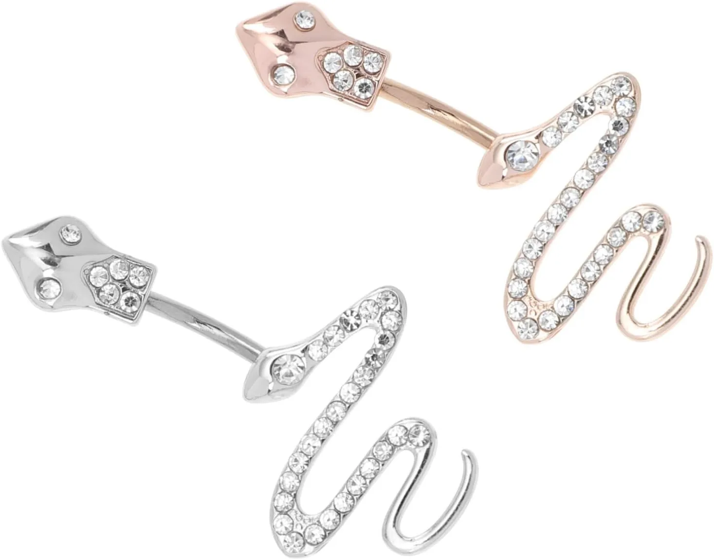 PartyKindom Chic Navel Ring Pack 2pcs Snake Navel Decor Steel Belly Button Hoops for Unique Look