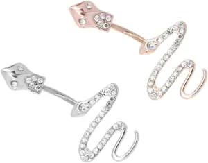 PartyKindom Chic Navel Ring Pack 2pcs Snake Navel Decor Steel Belly Button Hoops for Unique Look