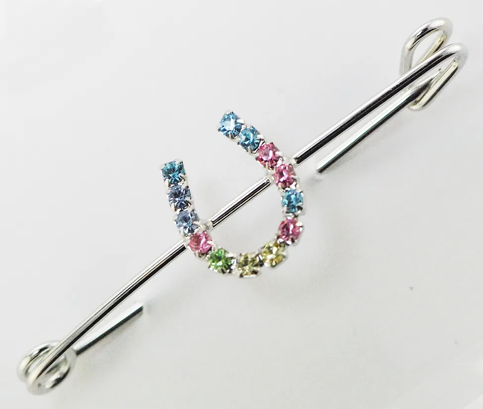 Pastel Crystal Horseshoe Stock Pin