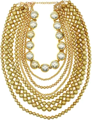 Pearl Necklace for Women Multi Strand Beaded Bib Necklace Chunky Pearl Statement Necklace Costume Jewelry Pearl Necklace and Earring Set