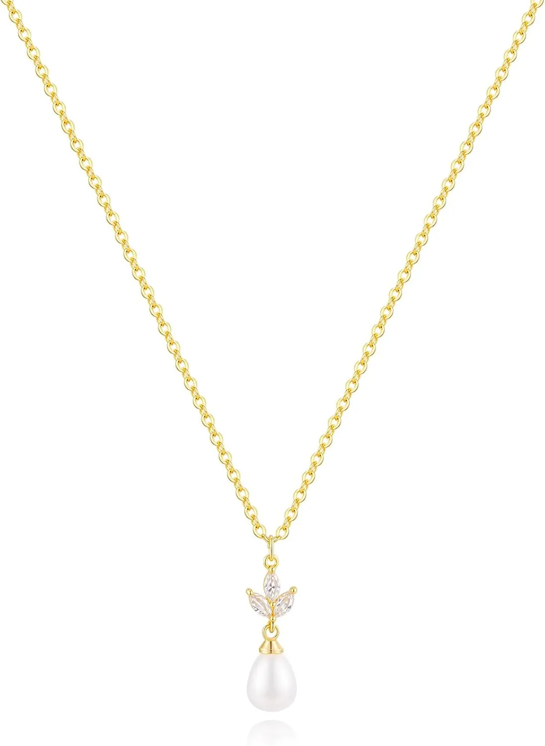 Pearl Necklaces for Women, 14k Gold Plated Dainty Pearl Necklace Simple Jewelry for Daily Wear