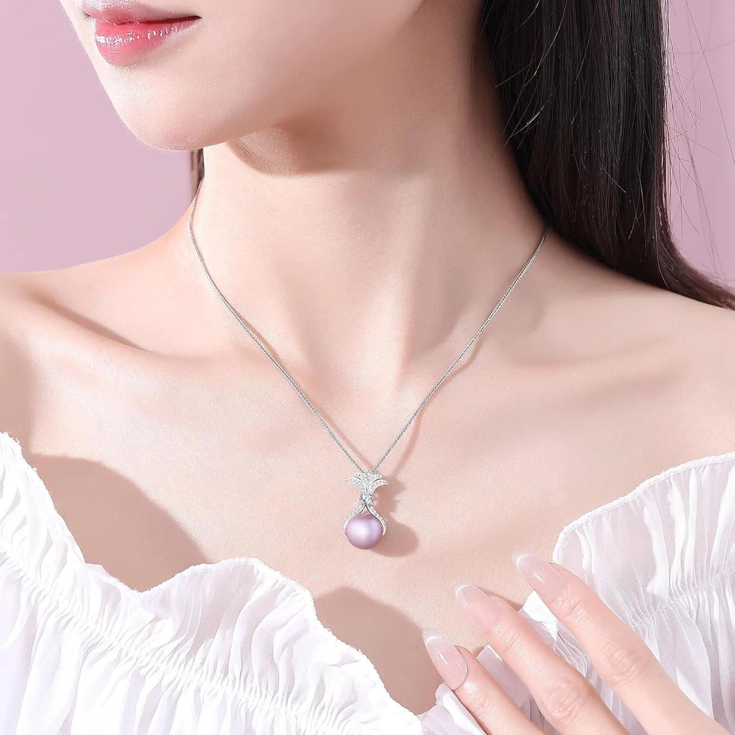 Pearl Necklaces for Women, Anniversary Birthday Gifts for Wife, Mom, Dauhter, Girlfriend, Grandma