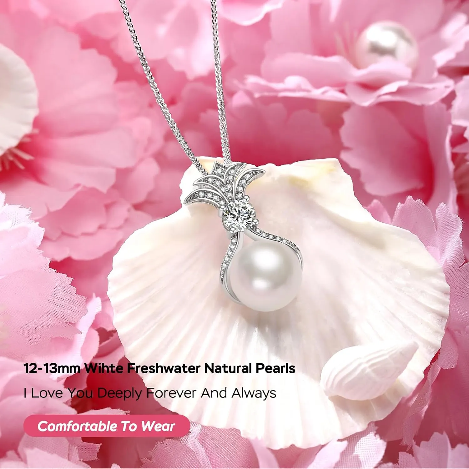 Pearl Necklaces for Women, Anniversary Birthday Gifts for Wife, Mom, Dauhter, Girlfriend, Grandma