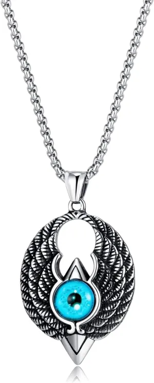 Pendant Necklace for Men with Box Chain Versatile Stainless Steel Silver Pendant