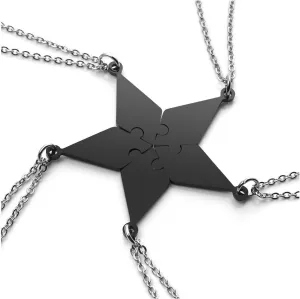 PiercingJ Personalized Engraved Custom 5 Pieces Best Friends BFF Family Puzzle Necklaces Stainless Steel Pentagram Star Friendship Matching Jigsaw Pendant Chain for Women Sisters Gift