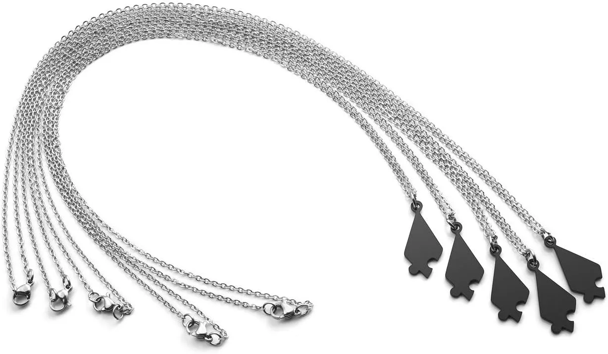 PiercingJ Personalized Engraved Custom 5 Pieces Best Friends BFF Family Puzzle Necklaces Stainless Steel Pentagram Star Friendship Matching Jigsaw Pendant Chain for Women Sisters Gift