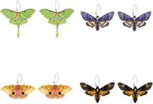 Pingyongchang 4 Pairs Butterfly Colorful Acrylic Earrings Cute Insect Moth Wing Earrings for Women Summer Vacation Jewelry