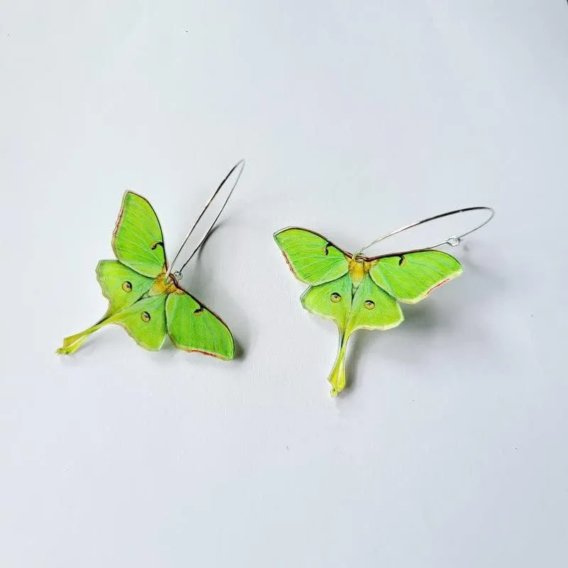 Pingyongchang 4 Pairs Butterfly Colorful Acrylic Earrings Cute Insect Moth Wing Earrings for Women Summer Vacation Jewelry