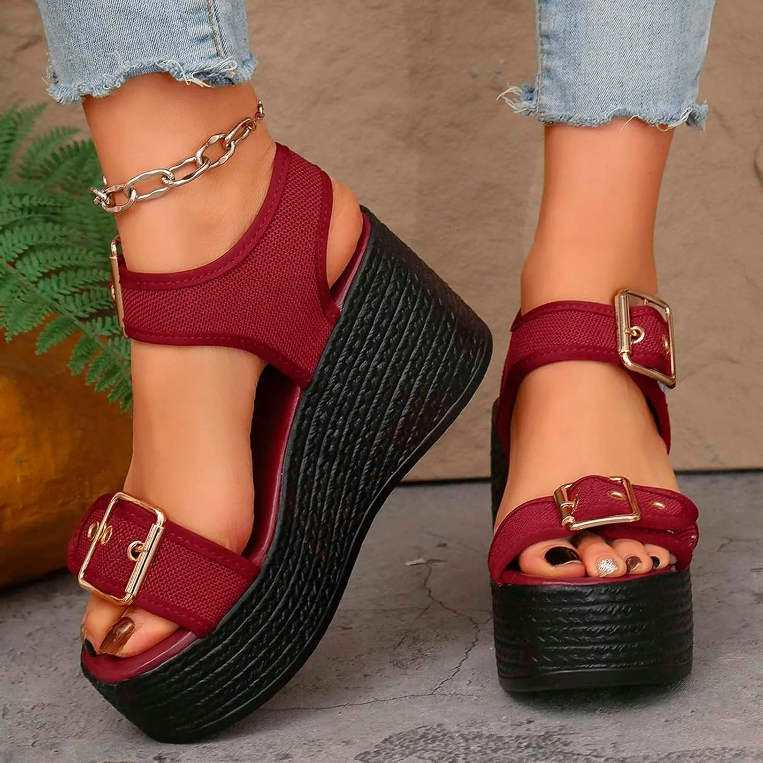 Platform High Heel Wedges Sandals for Women,Ladies Strappy Wedges Open Toe Orthopedic Sandals for Women 2025 Trendy Wedge Platform Espadrilles Summer Dressy Arch Support Walking Beach Sandals