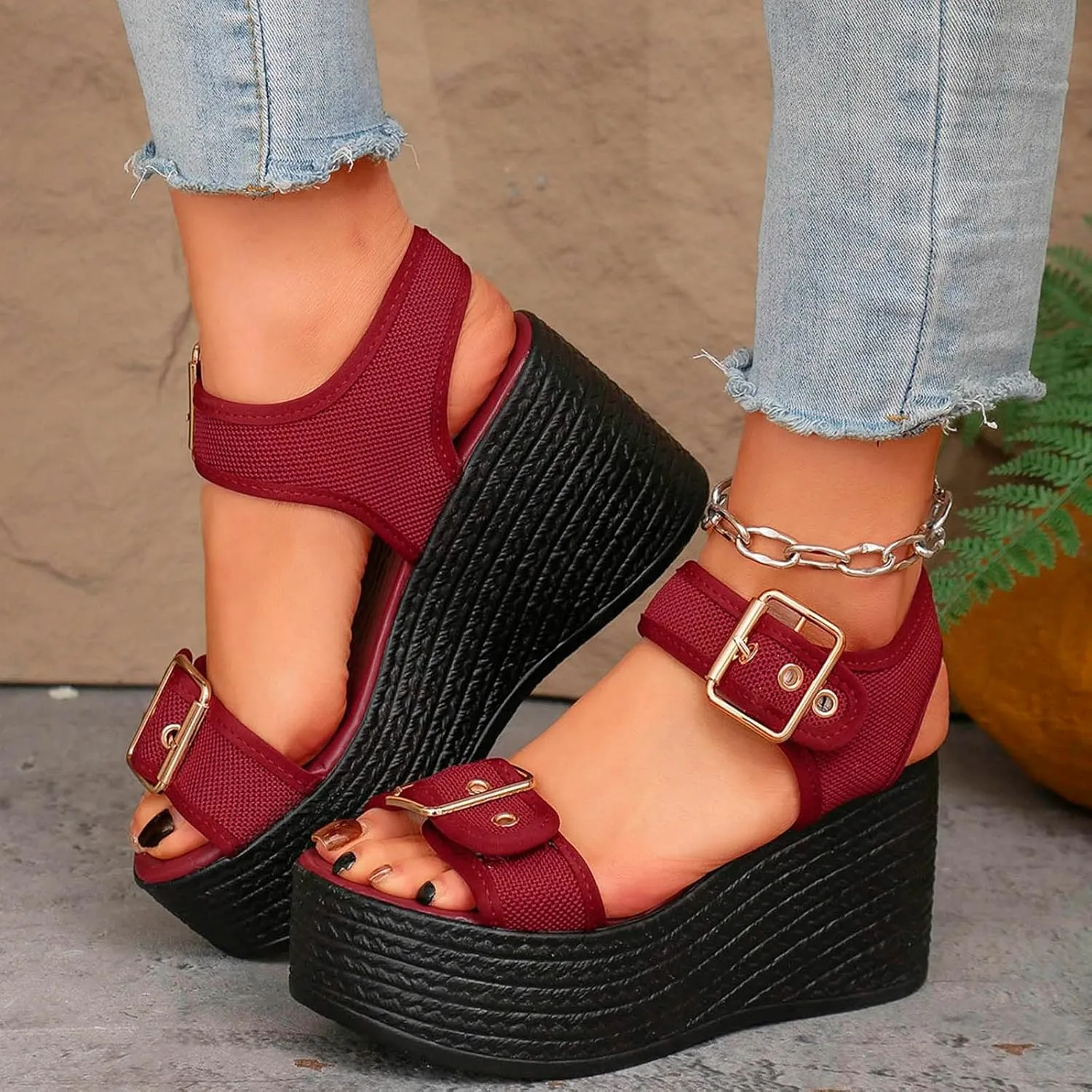 Platform High Heel Wedges Sandals for Women,Ladies Strappy Wedges Open Toe Orthopedic Sandals for Women 2025 Trendy Wedge Platform Espadrilles Summer Dressy Arch Support Walking Beach Sandals