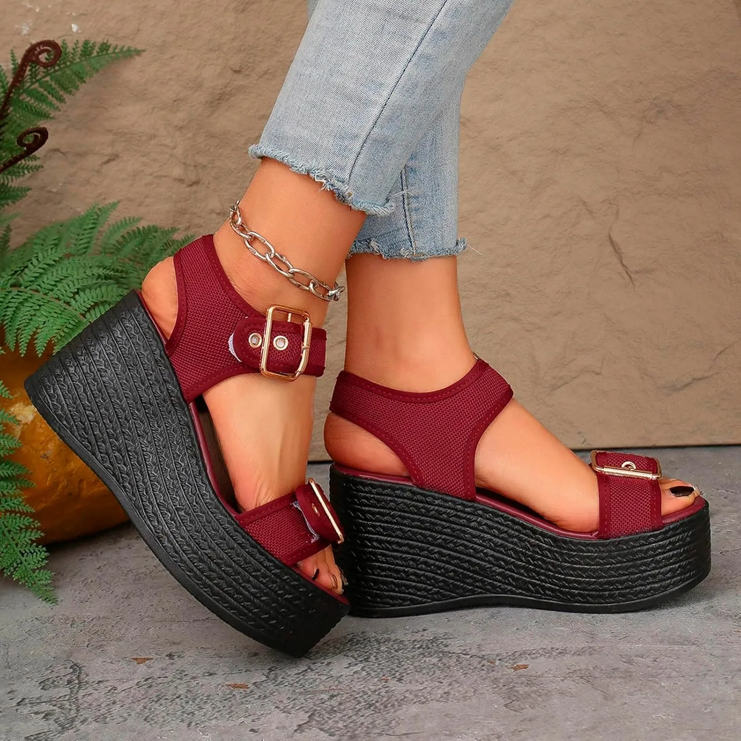 Platform High Heel Wedges Sandals for Women,Ladies Strappy Wedges Open Toe Orthopedic Sandals for Women 2025 Trendy Wedge Platform Espadrilles Summer Dressy Arch Support Walking Beach Sandals