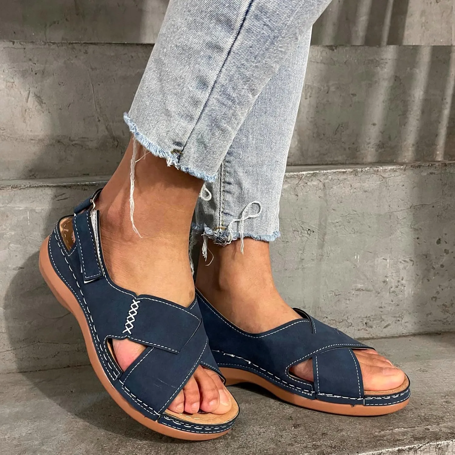 Platform Sandals Women Dressy Wedge Sandals Adjustable Ankle Strap Orthopedic Sandals Casual Summer Sandals Walking Shoes with Arch Support