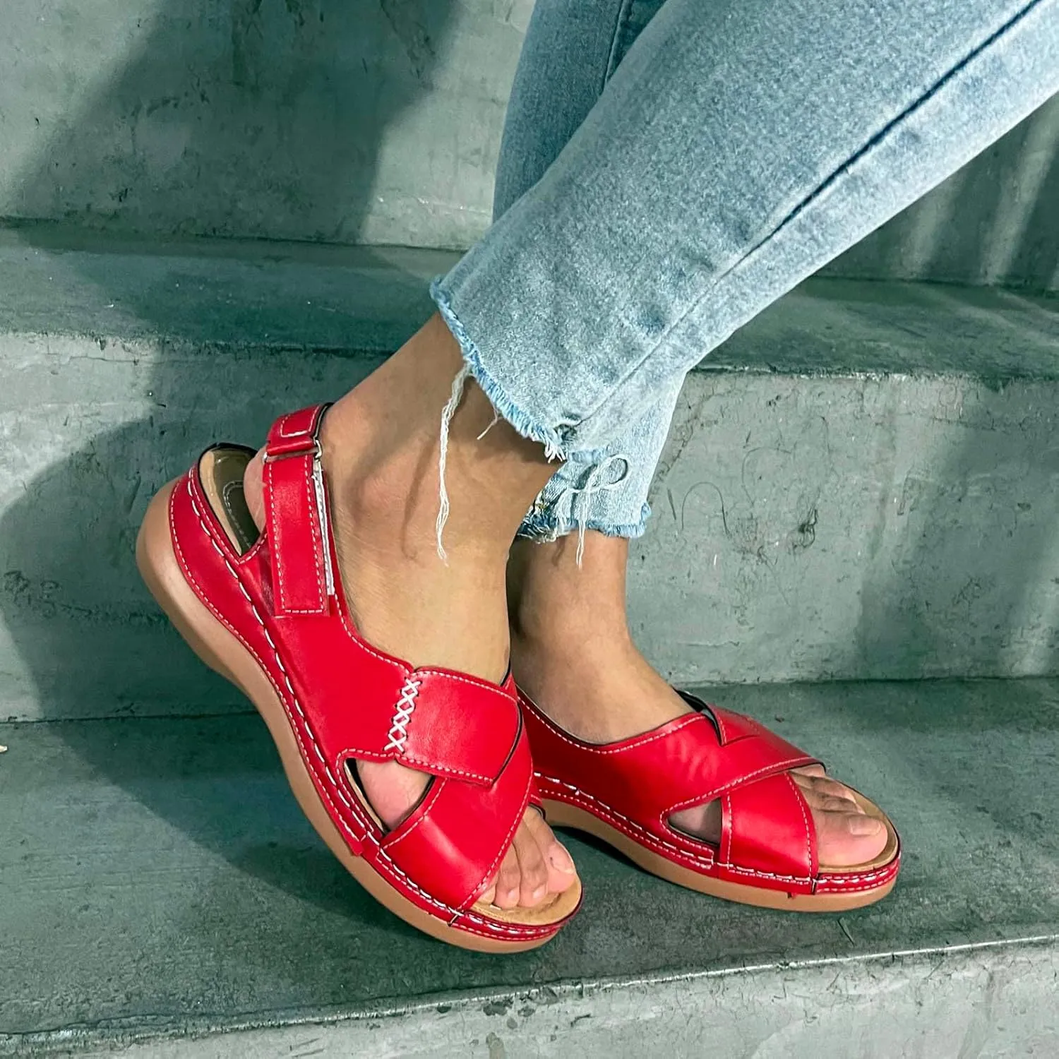 Platform Sandals Women Dressy Wedge Sandals Adjustable Ankle Strap Orthopedic Sandals Casual Summer Sandals Walking Shoes with Arch Support