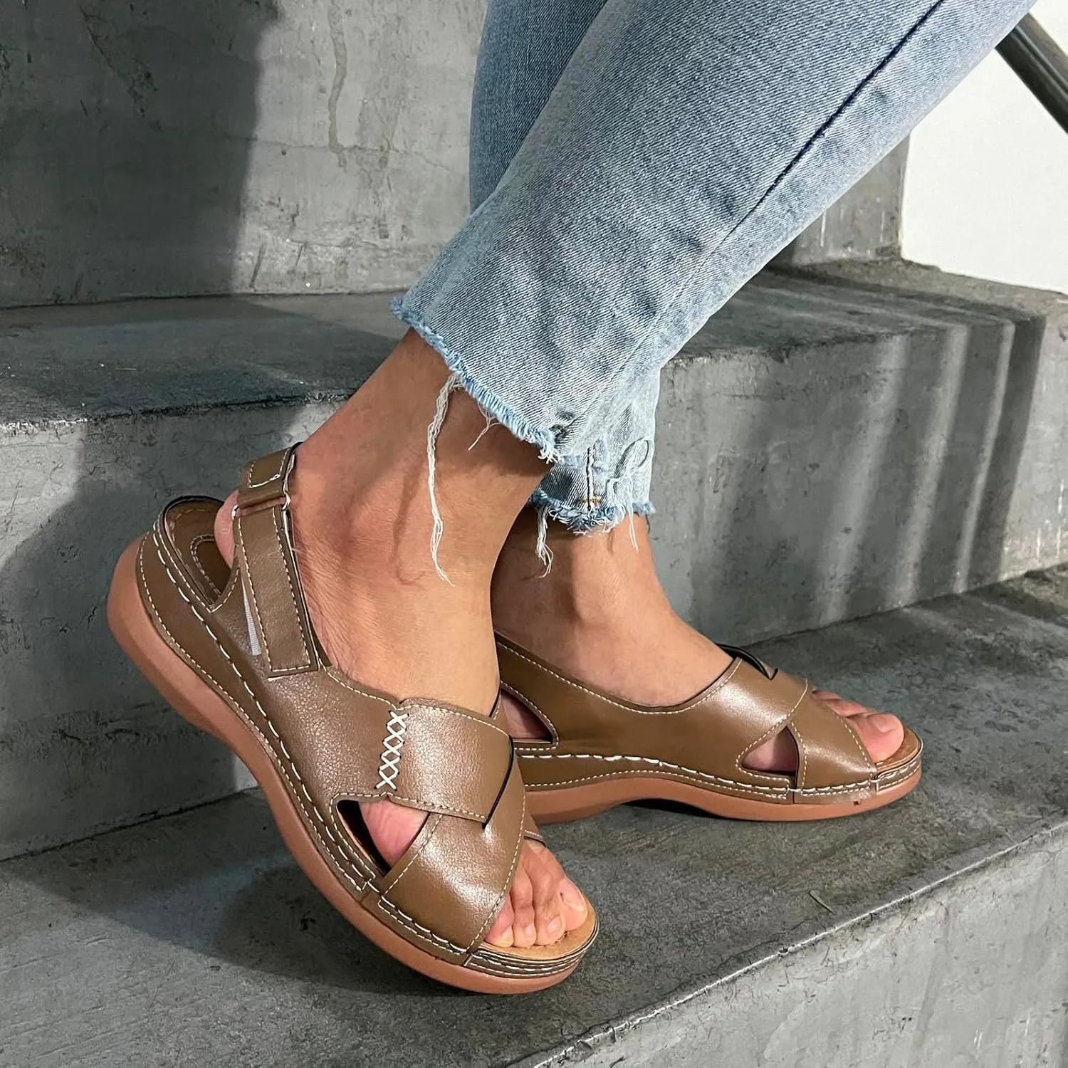 Platform Sandals Women Dressy Wedge Sandals Adjustable Ankle Strap Orthopedic Sandals Casual Summer Sandals Walking Shoes with Arch Support