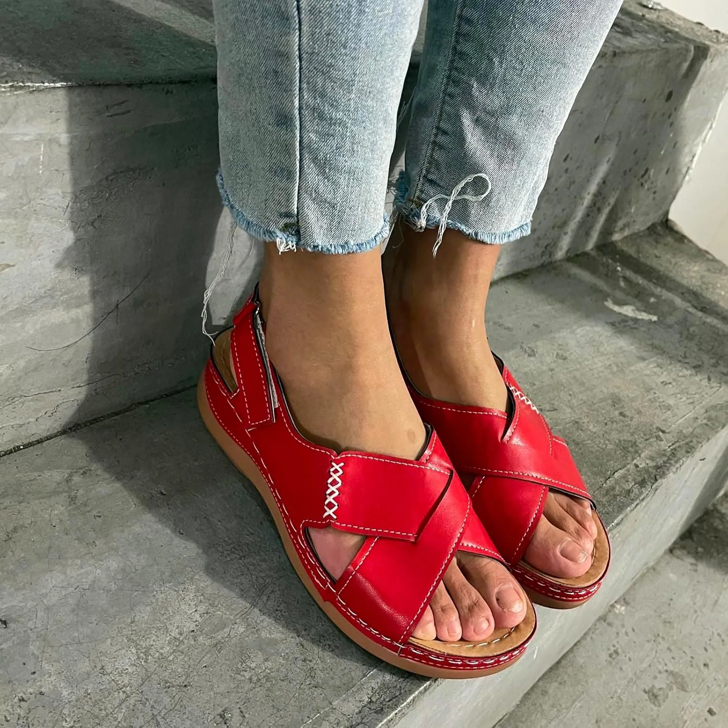 Platform Sandals Women Dressy Wedge Sandals Adjustable Ankle Strap Orthopedic Sandals Casual Summer Sandals Walking Shoes with Arch Support