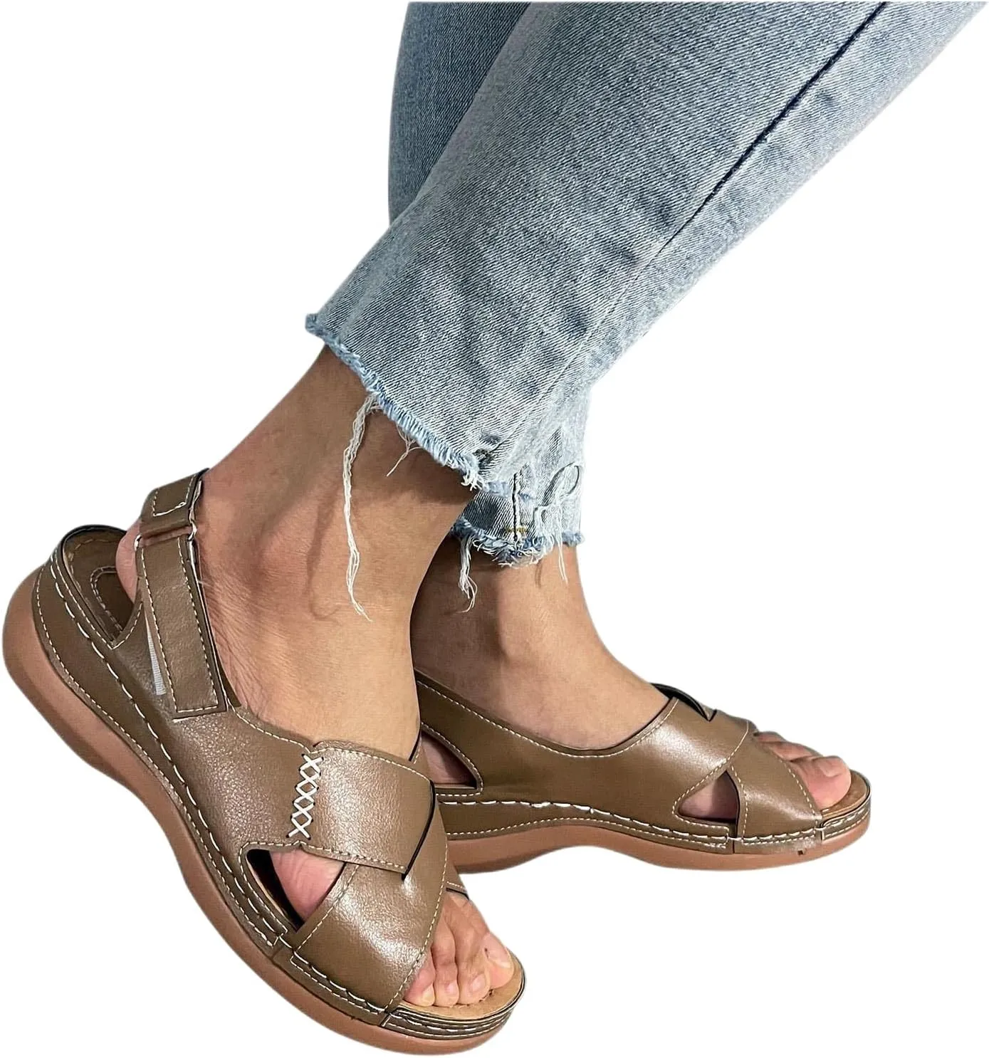 Platform Sandals Women Dressy Wedge Sandals Adjustable Ankle Strap Orthopedic Sandals Casual Summer Sandals Walking Shoes with Arch Support