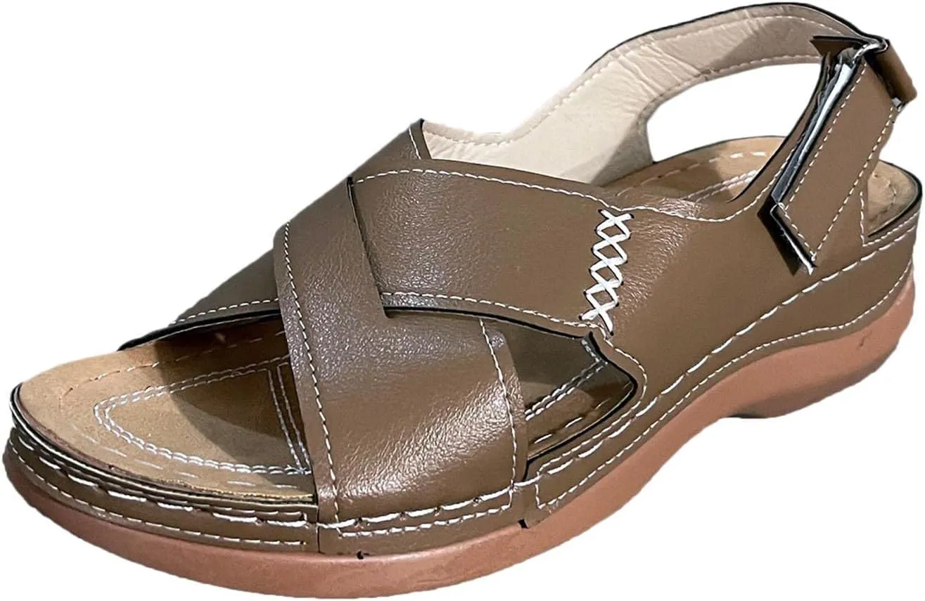 Platform Sandals Women Dressy Wedge Sandals Adjustable Ankle Strap Orthopedic Sandals Casual Summer Sandals Walking Shoes with Arch Support