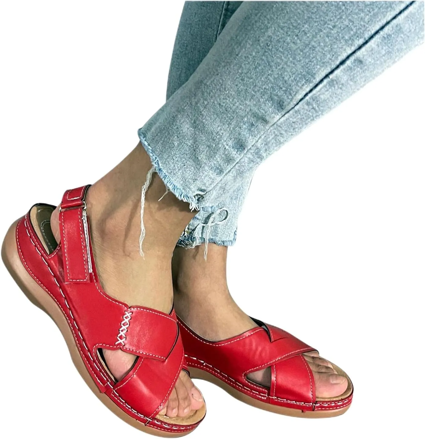 Platform Sandals Women Dressy Wedge Sandals Adjustable Ankle Strap Orthopedic Sandals Casual Summer Sandals Walking Shoes with Arch Support