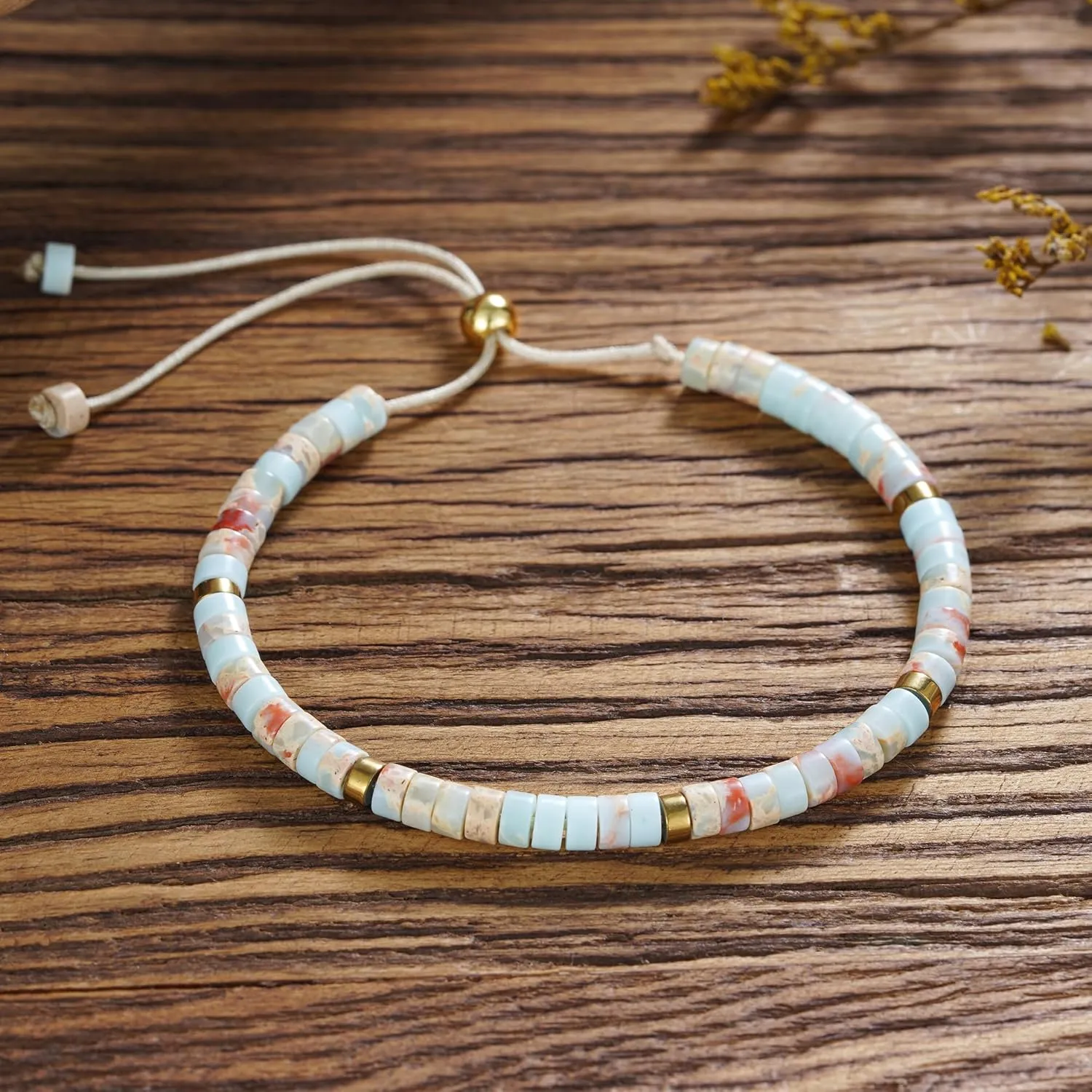 Plumiss Boho Inspirational Gifts Bracelets for Women,Handmade Unique Energy Natural Stone Beaded Strand Wrap Bracelet Jewelry Gift