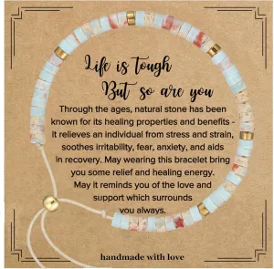 Plumiss Boho Inspirational Gifts Bracelets for Women,Handmade Unique Energy Natural Stone Beaded Strand Wrap Bracelet Jewelry Gift