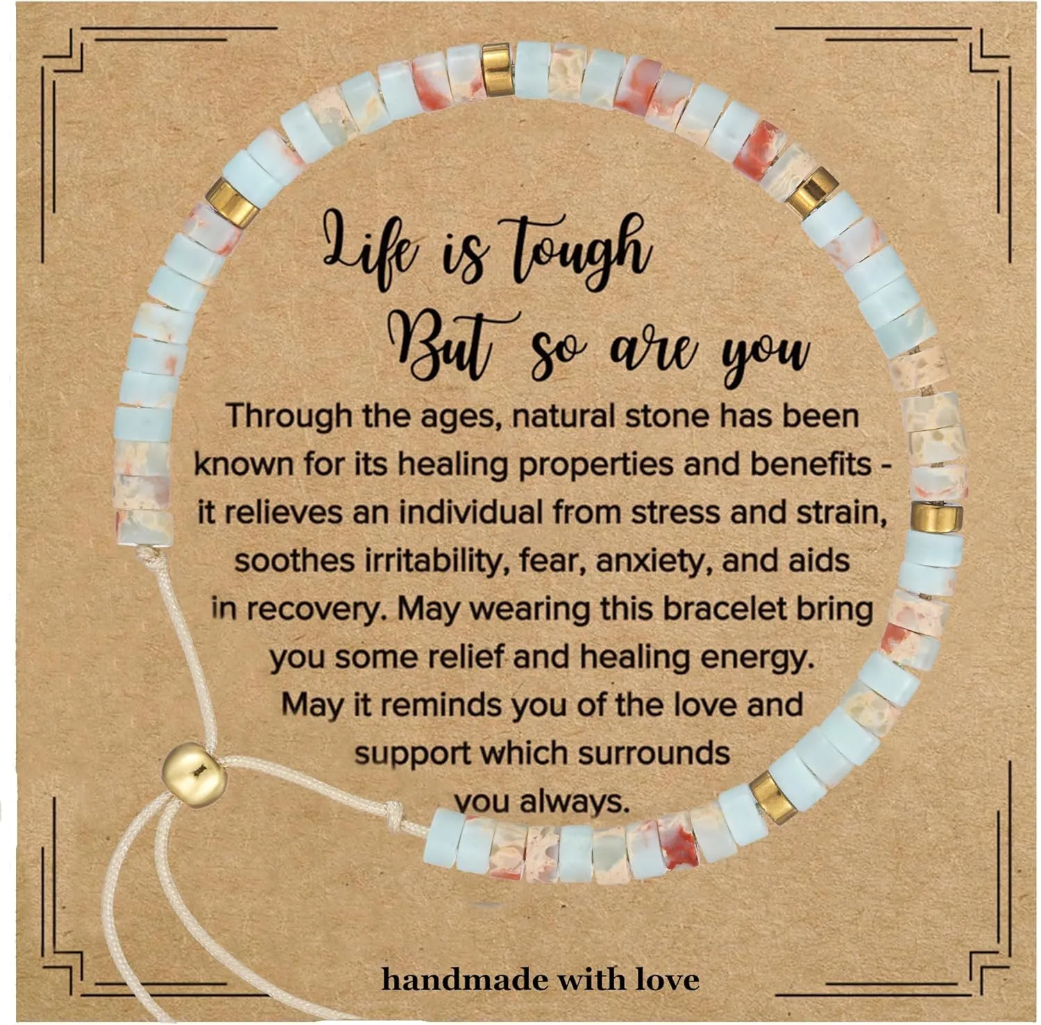 Plumiss Boho Inspirational Gifts Bracelets for Women,Handmade Unique Energy Natural Stone Beaded Strand Wrap Bracelet Jewelry Gift