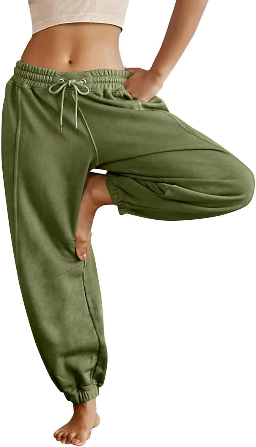 Plus Size Sweatpants for Women Fall Drawstring Jogger Pants Elastic Waist Pants Loose Trousers Comfy with Pocket