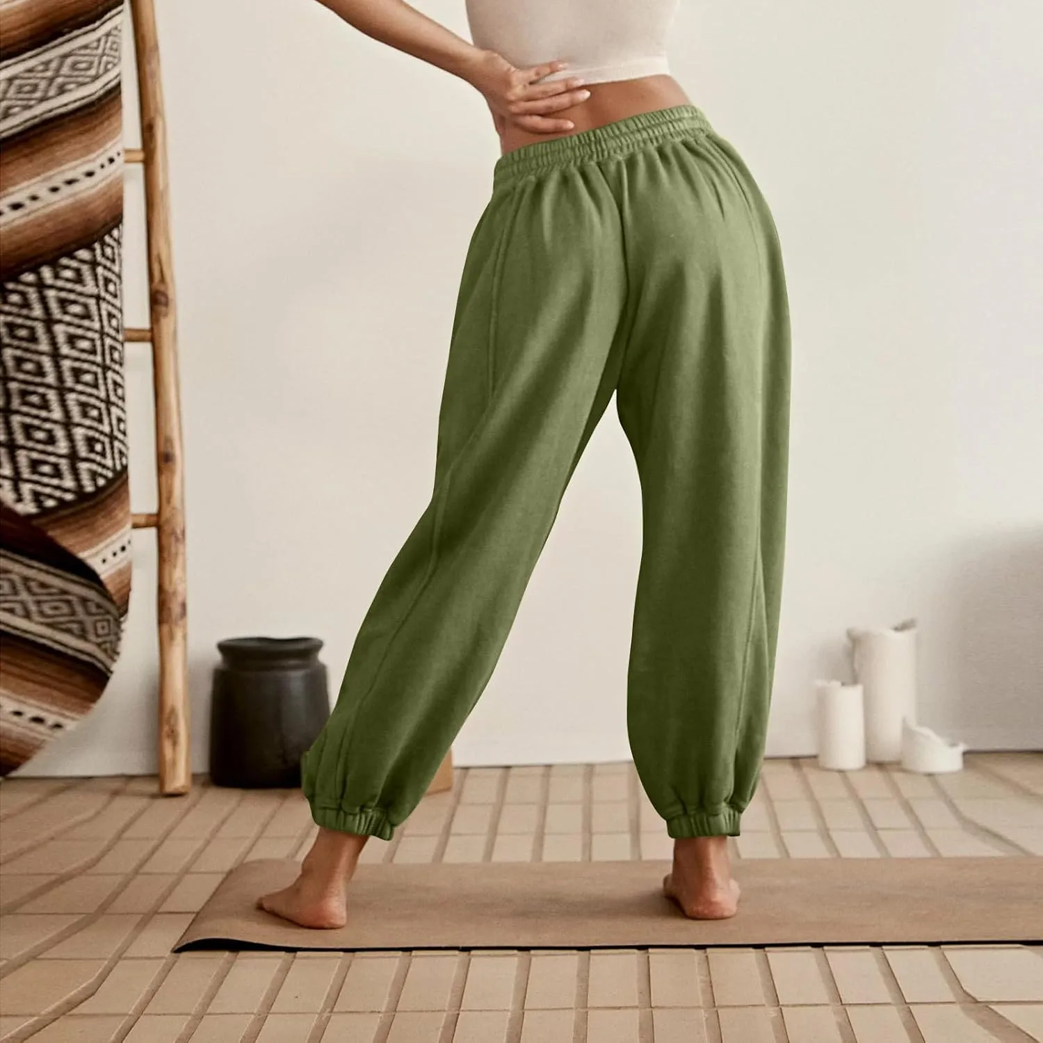 Plus Size Sweatpants for Women Fall Drawstring Jogger Pants Elastic Waist Pants Loose Trousers Comfy with Pocket