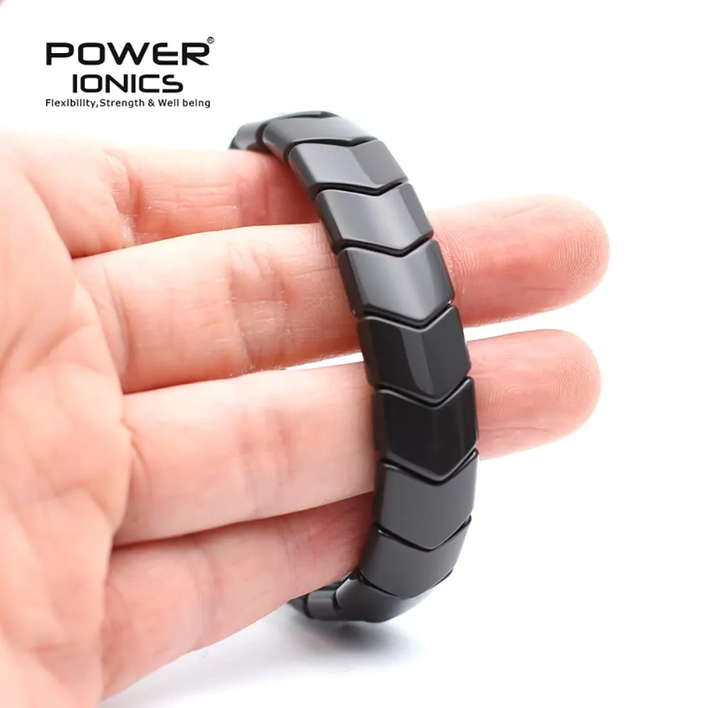 Power Ionics Handmade Beaded Bracelets for Men and Women, Black Tourmaline 15mm Arrow Beads, High Elastic 17.5-21cm Size, Mens Beaded Bracelets