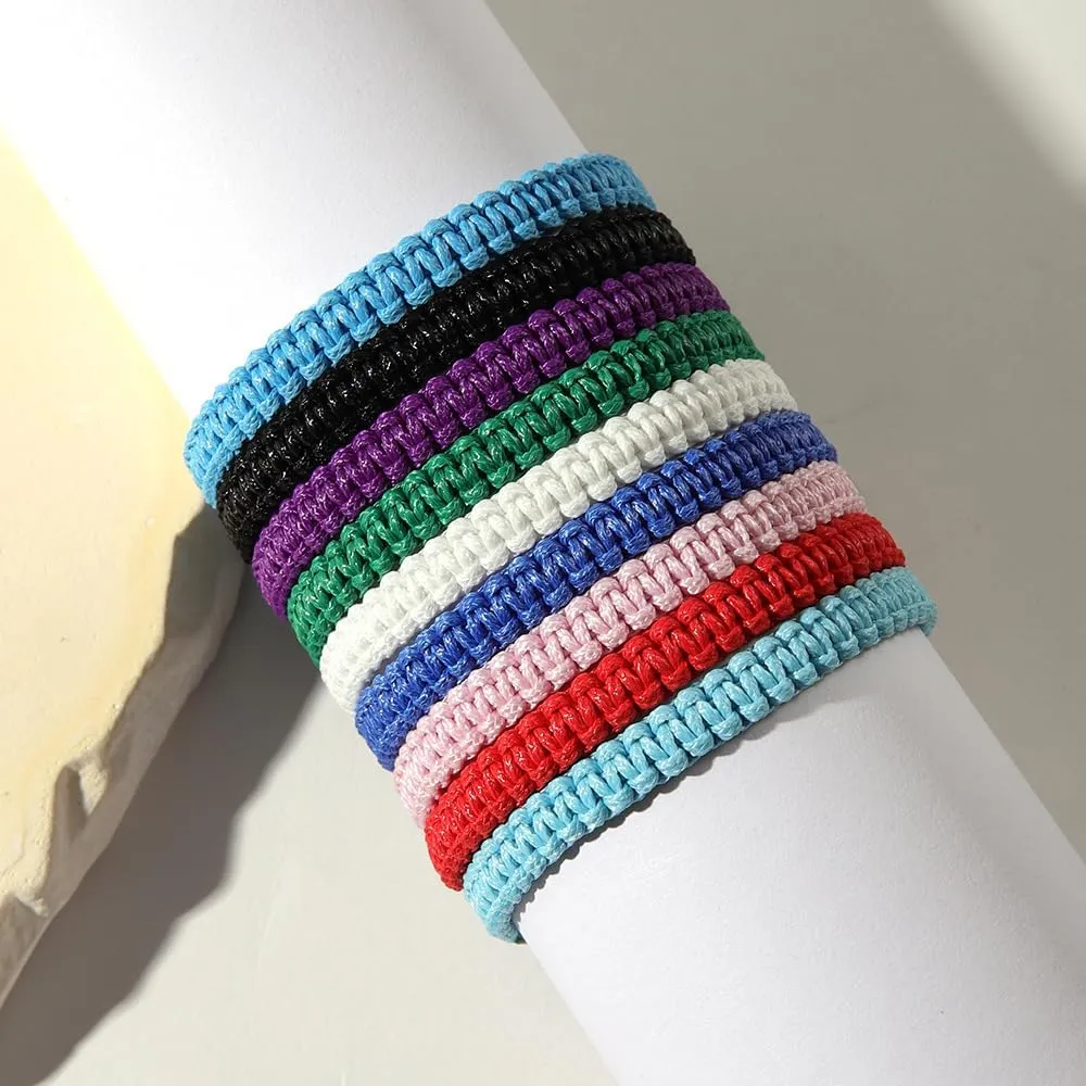 POYAMUSE Handmade Adjustable Braided Bracelet for Women Men  Bohemian Cotton Knitted Rope Anklet, Braided Anklets for Women Summer Trip