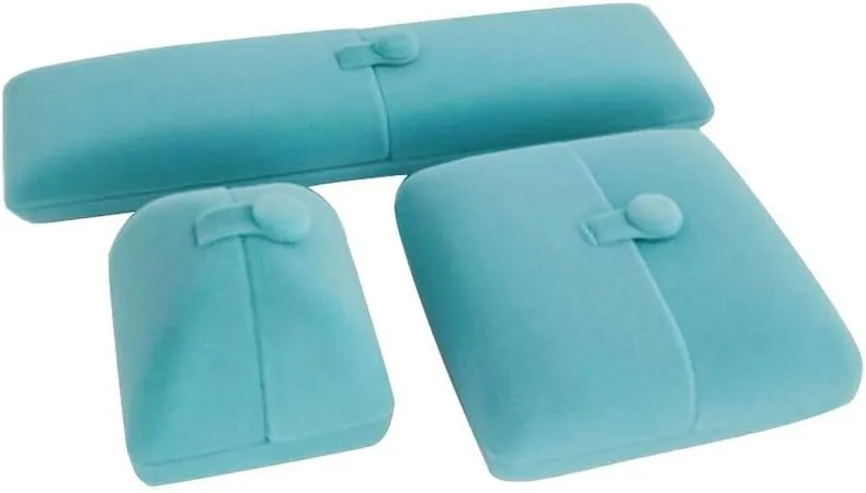 Premium Grade Aqua Velvet Jewelry Case for Two Rings Wedding Rings Double Rings Storage Box Classic Modern Unique