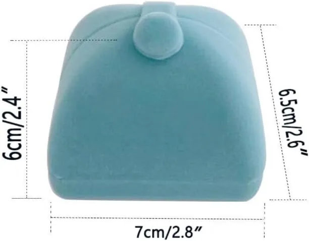 Premium Grade Aqua Velvet Jewelry Case for Two Rings Wedding Rings Double Rings Storage Box Classic Modern Unique