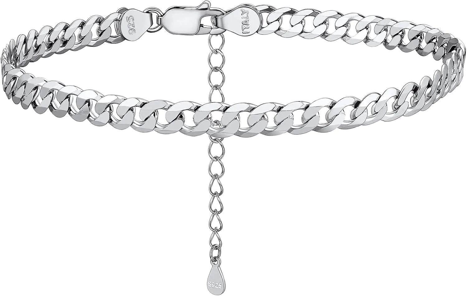 PROSILVER 925 Sterling Silver Ankle Bracelets For Women, Stylish Chain Anklets, Summer Beach Jewelry, 8.6-10.6 Inch Adjustable, Come with Box
