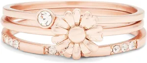 Pura Vida Rose Gold-Plated Daisy Pickin' Ring Stack - Brass Base, Stylish Design - Set of 3, Sizes 5-9