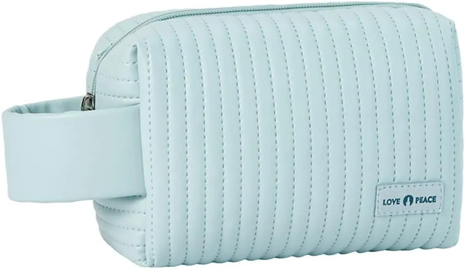 "Sky Bliss Makeup Bag - Light Blue, Small & Cute Cosmetic Case for Purse, Aesthetic Travel Essential for Women